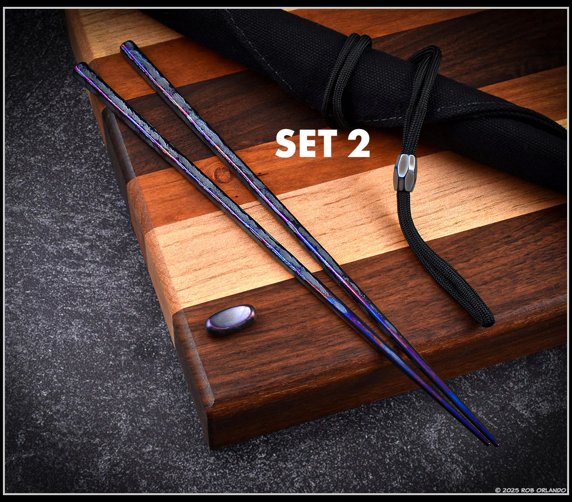 Forged Titanium Chopsticks - Flamed Finish - 6 Unique Sets - Image 2