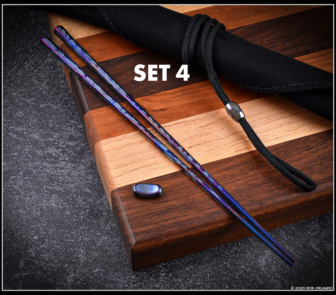 Forged Titanium Chopsticks - Flamed Finish - 6 Unique Sets - Image 4
