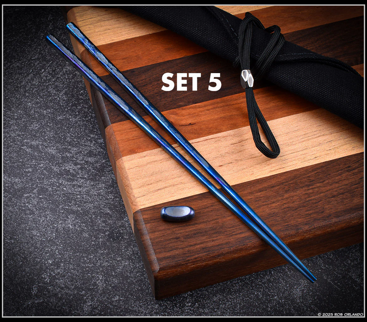 Forged Titanium Chopsticks - Flamed Finish - 6 Unique Sets - Image 5