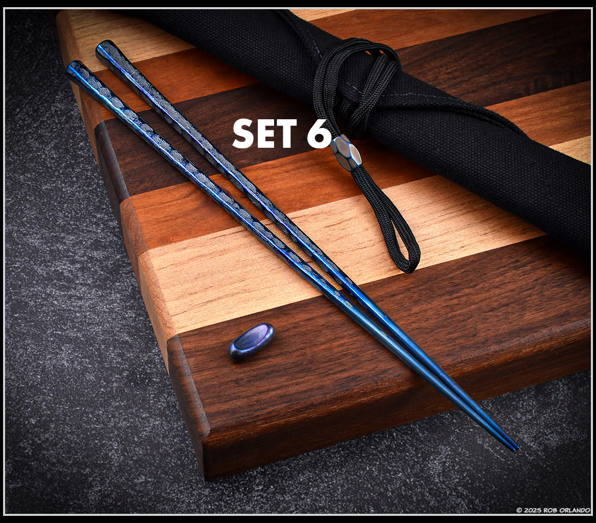 Forged Titanium Chopsticks - Flamed Finish - 6 Unique Sets - Image 6